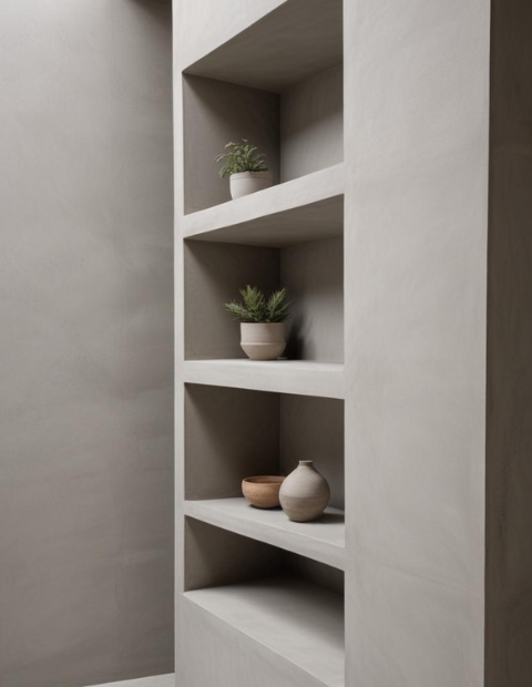 micro cement shelves